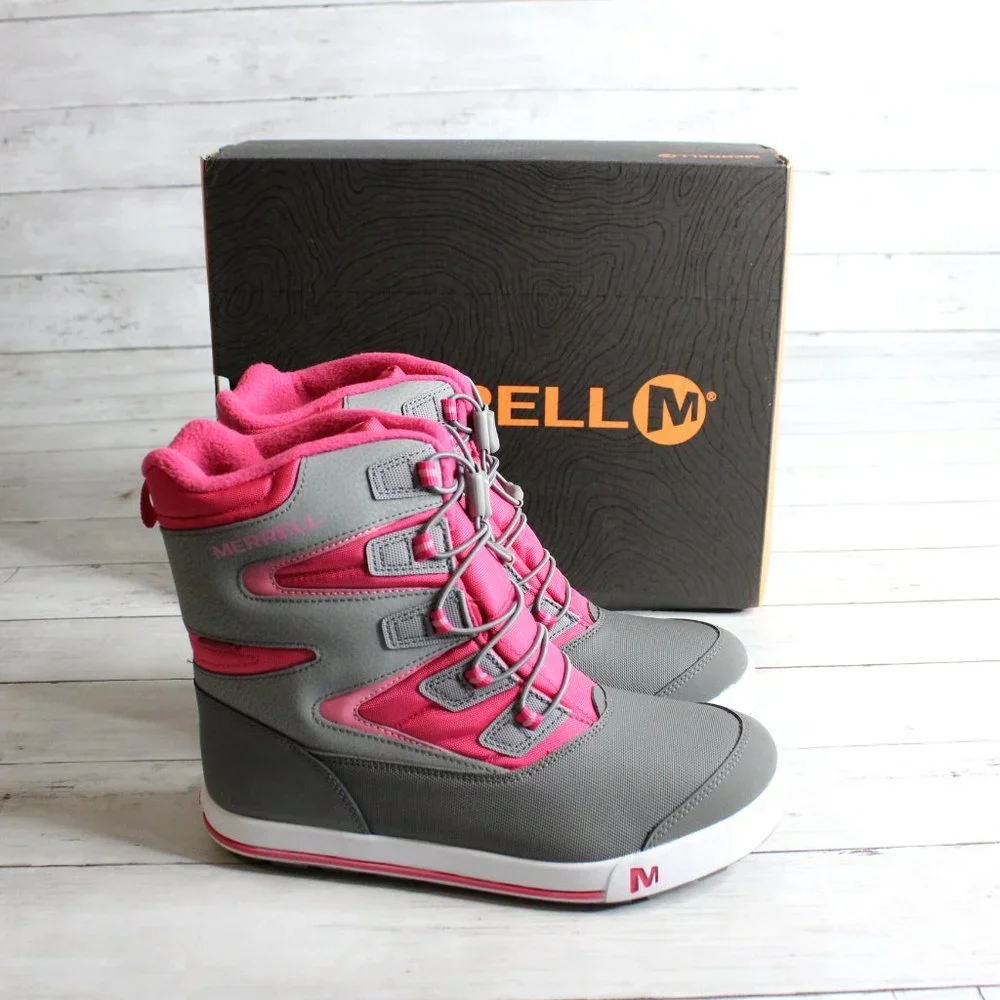 Merrell Girl's Waterproof Winter Snow Boots Size 6 M EUR 37 Pink Gray